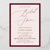 ArtsApp Luxe Calligrafie Burgundy Roos Gold Folie Uitnodiging (Voorkant)