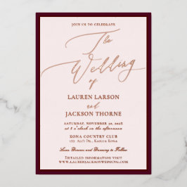 ArtsApp Luxe Calligraphy Burgundy Roze Goud Folie Uitnodiging