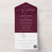 ArtsApp Modern Calligrafie Burgundy Wedding All In One Uitnodiging (Binnen)