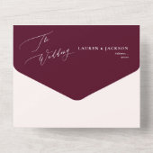 ArtsApp Modern Calligrafie Burgundy Wedding All In One Uitnodiging (Achterkant)