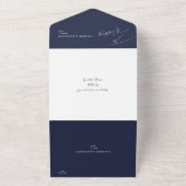 ArtsApp Modern Calligrafie Navy Blue Wedding All In One Uitnodiging (Buitenkant)