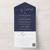 ArtsApp Modern Calligrafie Navy Blue Wedding All In One Uitnodiging (Binnen)