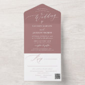 ArtsApp Modern Calligraphy Dusty Roos Wedding All In One Uitnodiging (Binnen)
