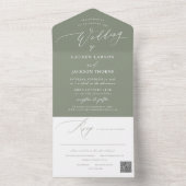 ArtsApp Modern Calligraphy Sage Green Wedding All In One Uitnodiging (Binnen)