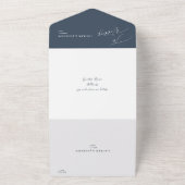ArtsApp Modern Calligraphy Slate Blue Wedding All In One Uitnodiging (Buitenkant)