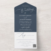 ArtsApp Modern Calligraphy Slate Blue Wedding All In One Uitnodiging (Binnen)