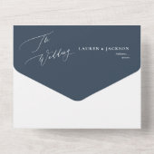 ArtsApp Modern Calligraphy Slate Blue Wedding All In One Uitnodiging (Achterkant)