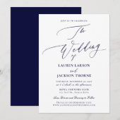 ArtsApp Navy Blue Luxe Calligrafie Bruiloft Kaart (Voorkant / Achterkant)
