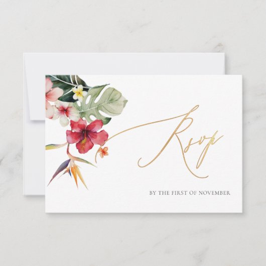 ArtsApp Paradijs Oever Nep Goud Calligrafie RSVP Kaartje (Voorkant)