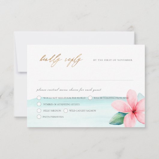 ArtsApp Paradijs Oever Nep Goud Calligrafie RSVP Kaartje (Achterkant)