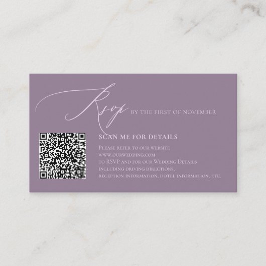 ArtsApp QR-code elegante RSVP Luxe kalligrafie Informatiekaartje (Voorkant)