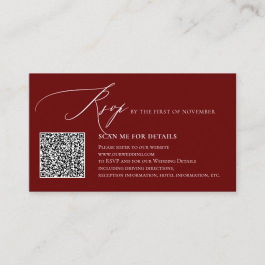ArtsApp QR-code elegante RSVP luxe kalligrafie Informatiekaartje (Voorkant)
