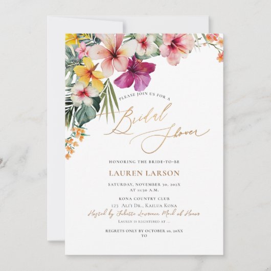 ArtsApp Tropisch Paradise Faux Gold Calligrafie Kaart (Voorkant)