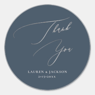 ArtsApp Zilver Calligraphy Bedankt Doe-het-zelf Kl Ronde Sticker