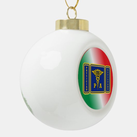 Artsen Assistent Caduceus Shield Keramische Bal Ornament (Links)