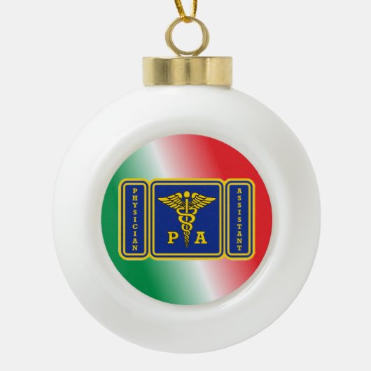 Artsen Assistent Caduceus Shield Keramische Bal Ornament (Voorkant)