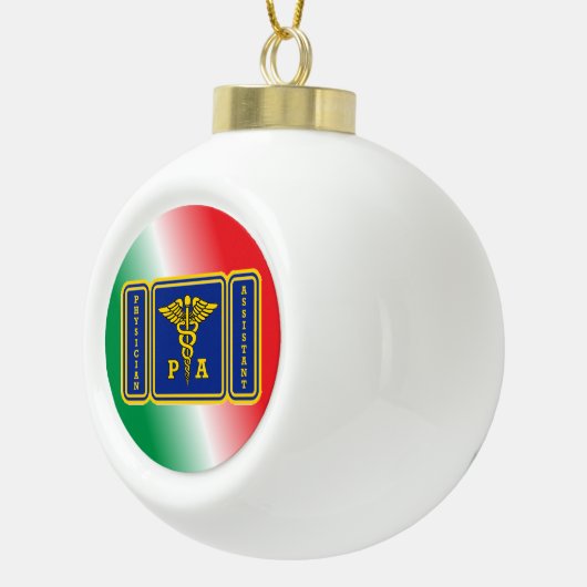 Artsen Assistent Caduceus Shield Keramische Bal Ornament (Rechts)