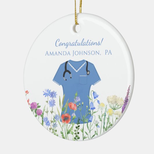 Artsen Assistent PA Blue Scrubs Keramisch Ornament (Links)