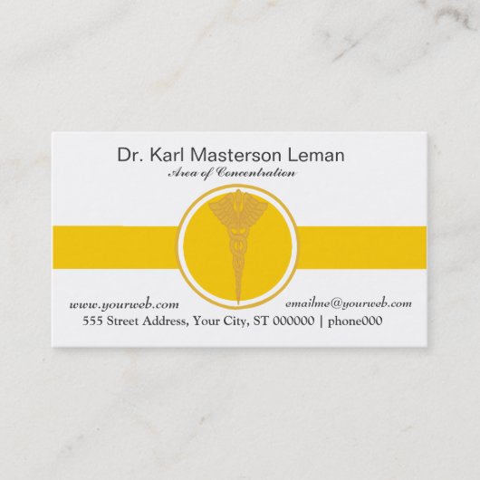 Artsen Benoeming Golden Caduceus Afsprakenkaartje (Voorkant)