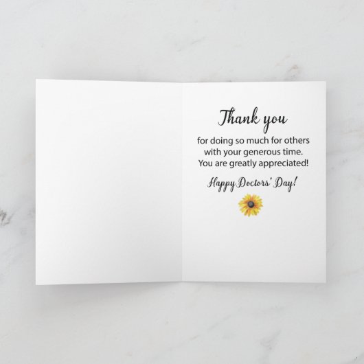 Artsen Dag Bedankt Zonnebloem op zwart en wit Kaart (Binnen)
