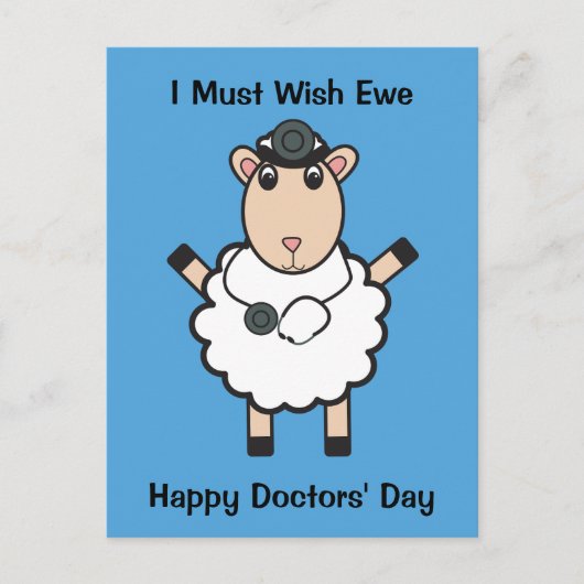 Artsen Dag Sheep Wish Ewe Funny personaliseren Briefkaart (Voorkant)