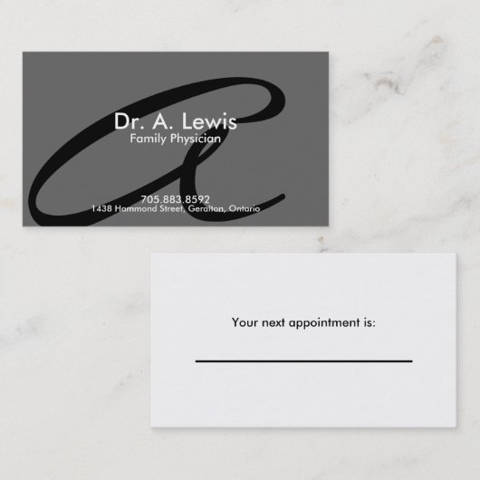 Artsen en medisch Visitekaartje - Monogram Afsprakenkaartje (Voorkant / Achterkant)