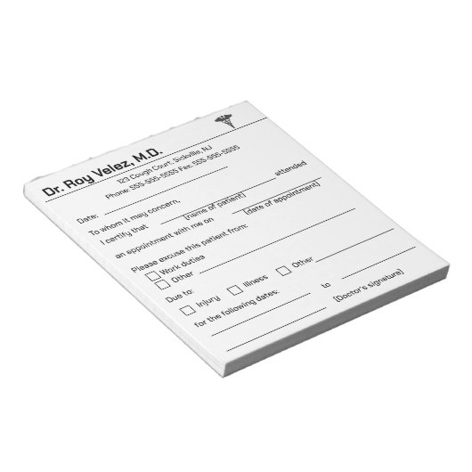 Artsen excuseren Notitieblok (Schuin)