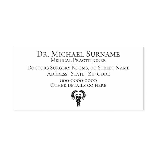 Artsen Gezondheidszorgprofessionals DIY caduceus Zelfinktende Stempel (Design)