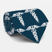 Artsen Mannen marineblauw medische kaduceus Stropdas (Opgerold)