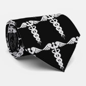 Artsen medische kaduceus zwart-wit stropdas (Opgerold)