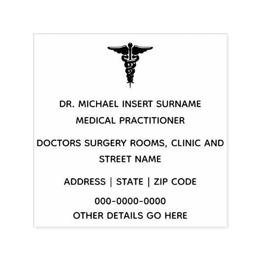 Artsen Medische Professionals DIY caduceus vierkan Zelfinktende Stempel (Design)