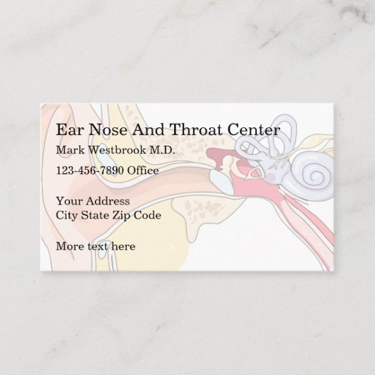 Artsen met oorontsteking en schroefdop op achtergr visitekaartje (Voorkant)