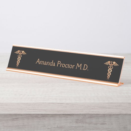 Artsen of verpleegkundige Rose Goud Bureau Naambordje (Voorkant)