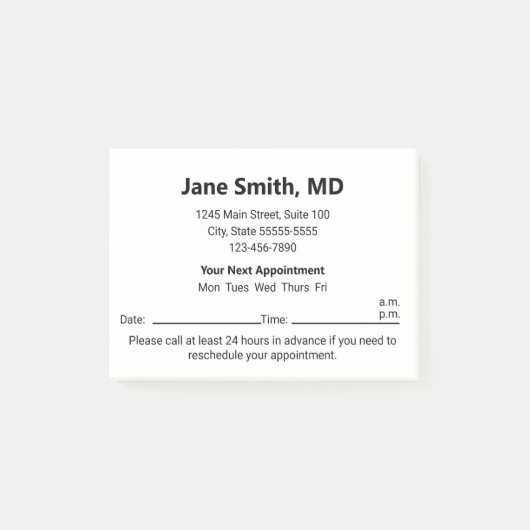 Artsen Office Zwart Wit Uw volgende afspraak Post-it® Notes (Voorkant)