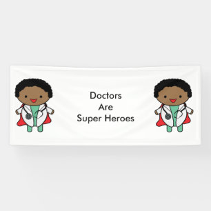 Artsen Super Hero Black Kawaii Personaliseren Spandoek