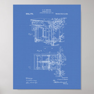 Artsen Tabel 1910 Patent Art Blueprint Poster