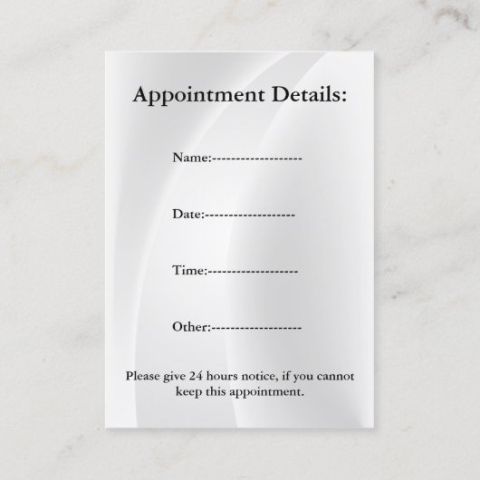 Artsen visitekaartje met afspraak afsprakenkaartje (Achterkant)