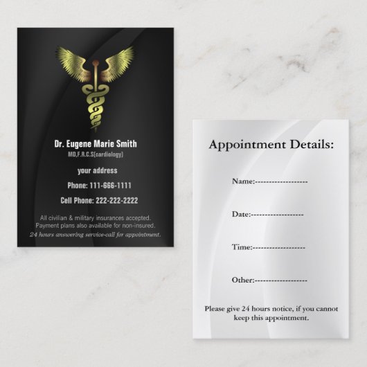 Artsen visitekaartje met afspraak afsprakenkaartje (Voorkant / Achterkant)