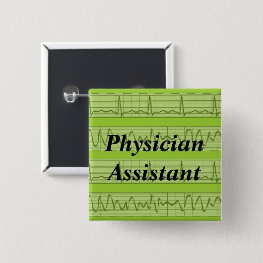 Artsenassistent-Buttonnen Hartritmegroen Vierkante Button 5,1 Cm (Voorkant /achterkant)