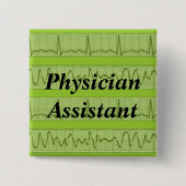 Artsenassistent-Buttonnen Hartritmegroen Vierkante Button 5,1 Cm (Voorkant)