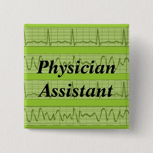 Artsenassistent-Buttonnen Hartritmegroen Vierkante Button 5,1 Cm (Voorkant)