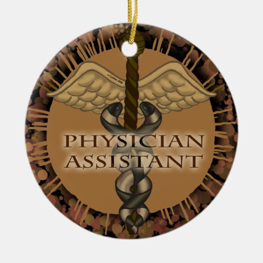 Artsenassistent Caduceus Keramisch Ornament (Voorkant)