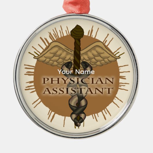 Artsenassistent Caduceus Metalen Ornament (Voorkant)