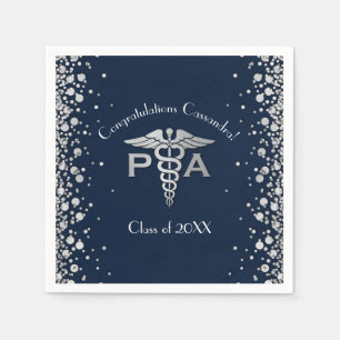 Artsenassistent PA Afstuderen Navy Blauw Zilver Servet