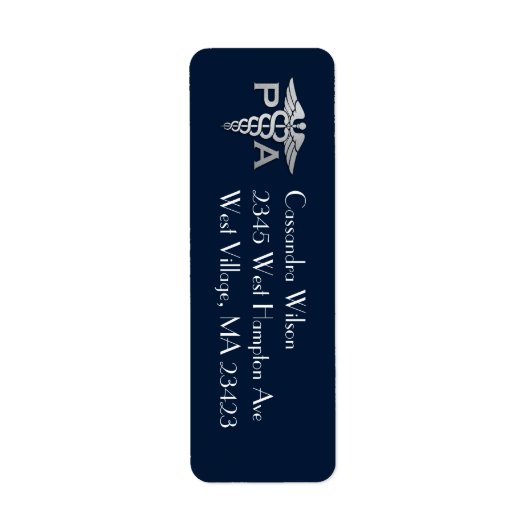 Artsenassistent PA Afstuderen Navy Blauwe Zilver Etiket (Voorkant)