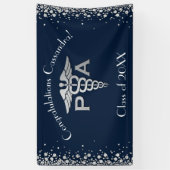 Artsenassistent PA Afstuderen Navy Blauwe Zilver Spandoek (Verticaal)