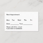 Artsengeneeskundige praktijken Aanwijzingskaarten Afsprakenkaartje (Achterkant)