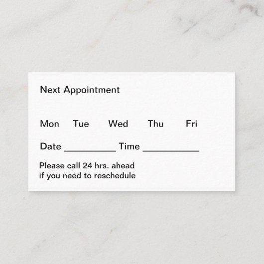 Artsengeneeskundige praktijken Aanwijzingskaarten Afsprakenkaartje (Achterkant)