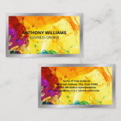 Artsty Painterly Background | Zilveren grens Visitekaartje (Voorkant / Achterkant)