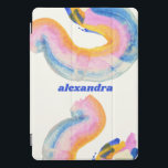Artsy Abstract Blue en Yellow Waterverf Name iPad Pro Cover<br><div class="desc">Persoonlijke Abstracte Artsy Blue en Yellow Waterverf Name iPad Case</div>